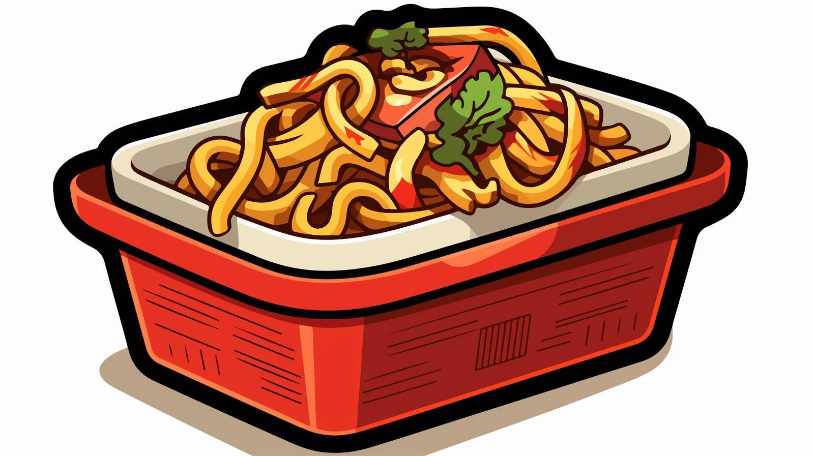 Cartoon Noodle Box Sticker — free download from Dotvec