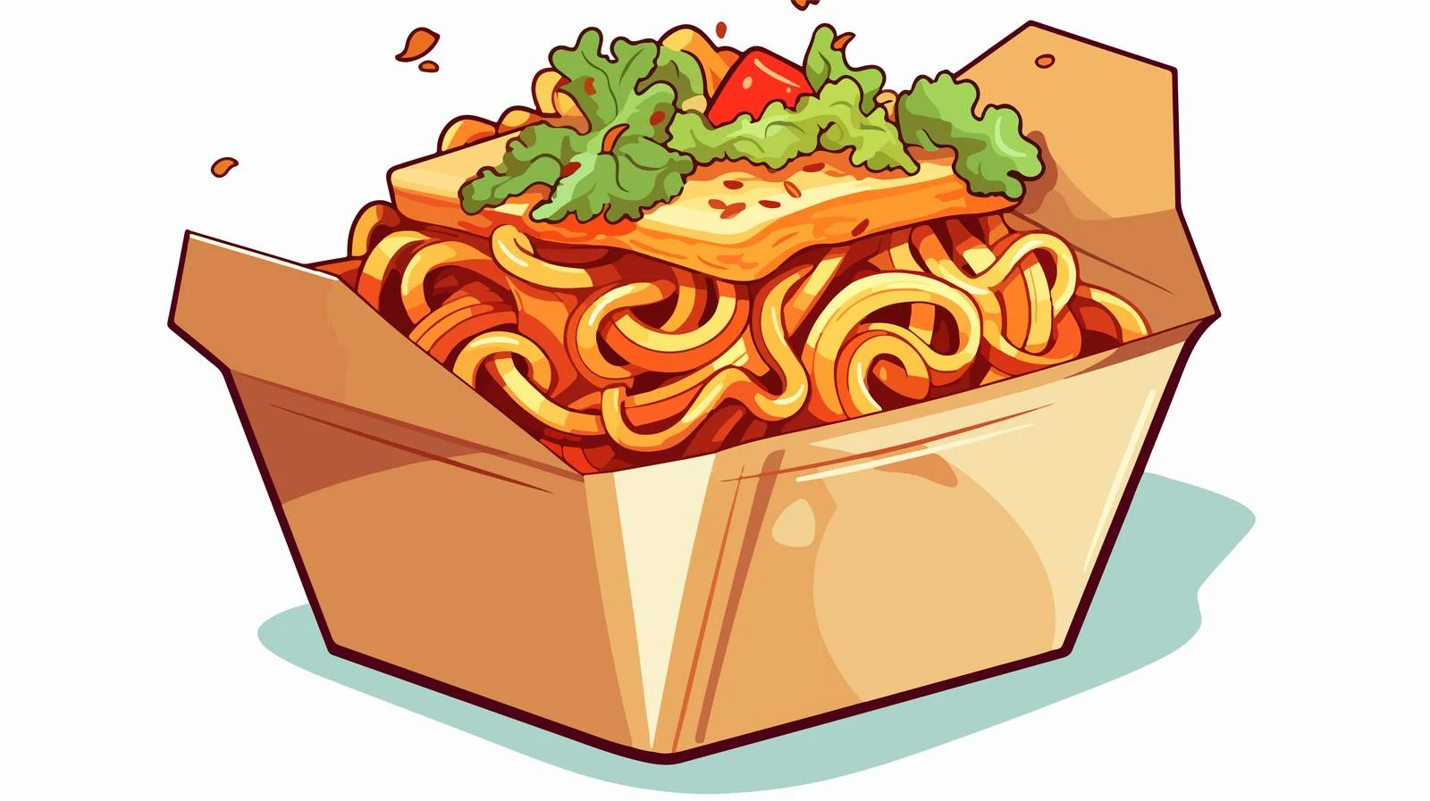 Vintage Cartoon Noodle Box Sticker — free download from Dotvec