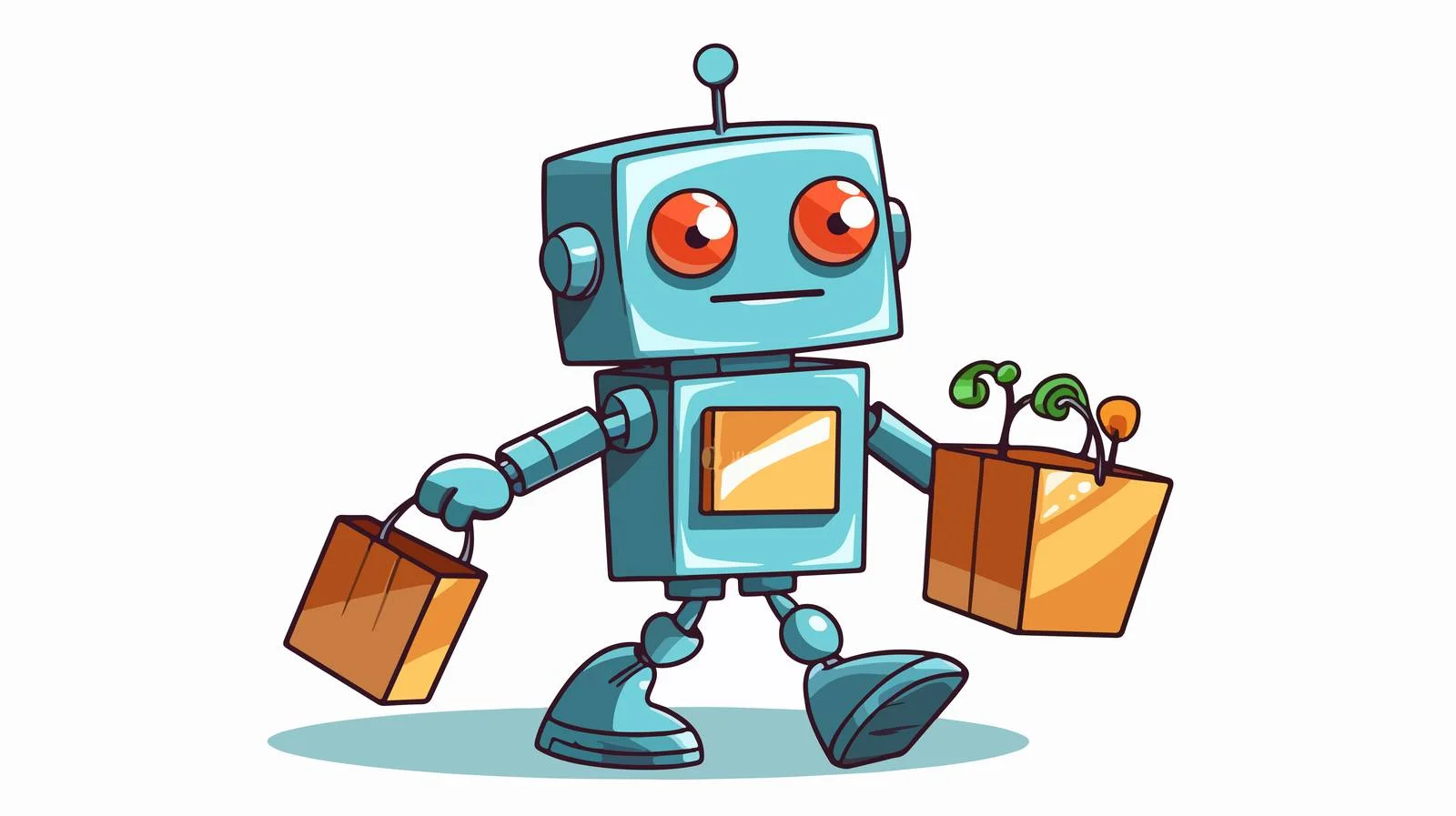 Vintage Cartoon Robot Sticker – free retrofuturistic image from Dotvec