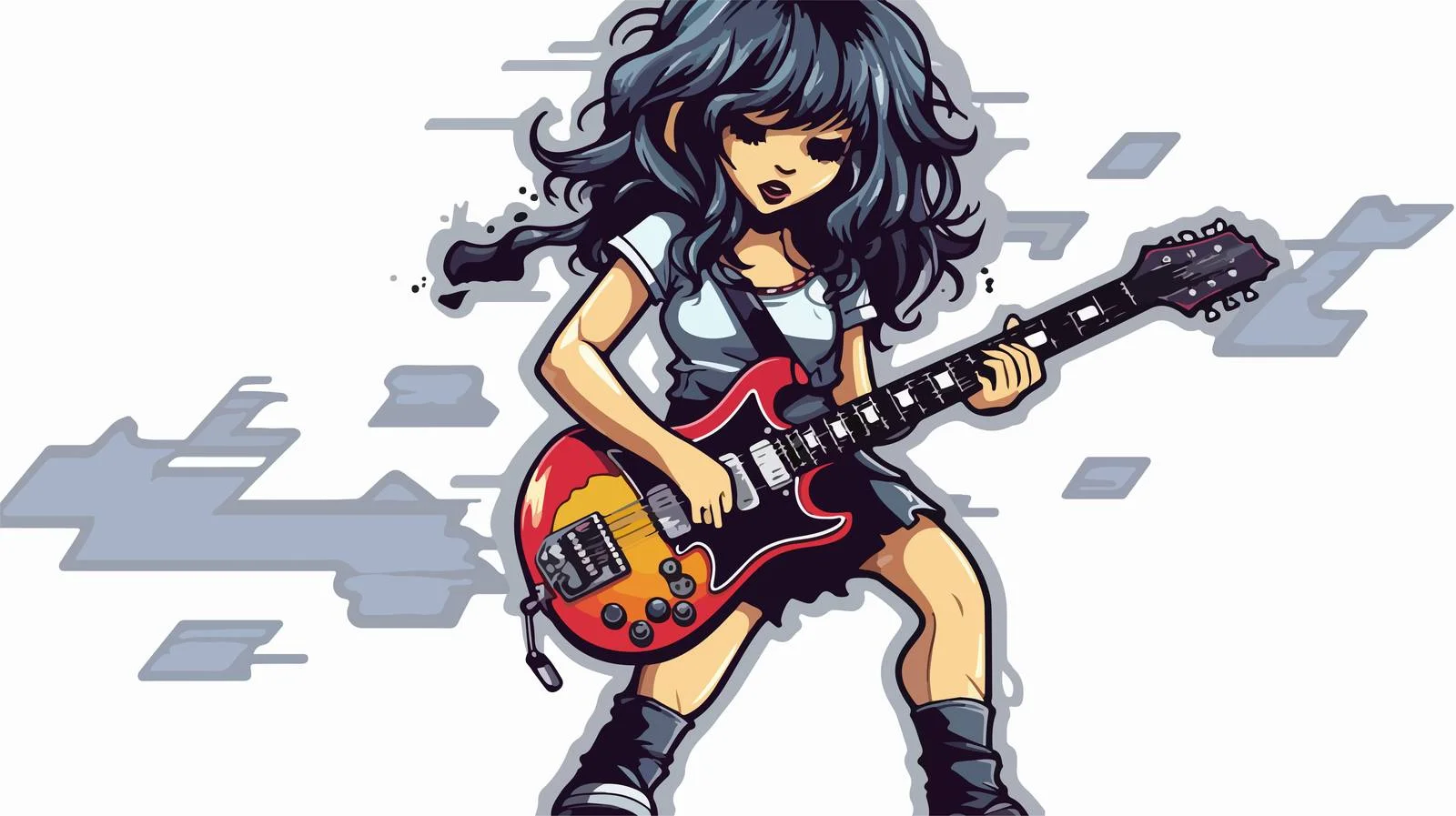 Vintage Rock Girl Cartoon Sticker — free download from Dotvec