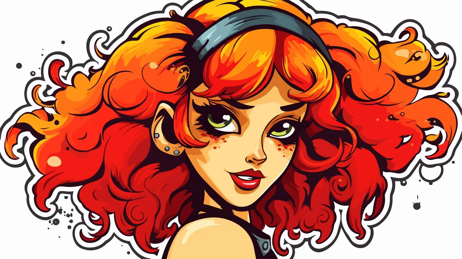 Vintage Cartoon Rock Girl Sticker Design — free download from Dotvec