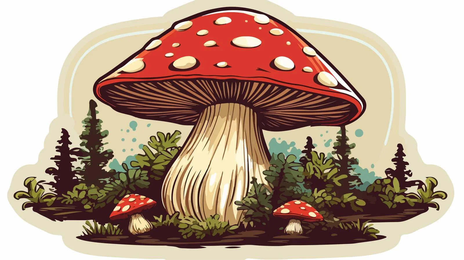 Vintage Mushroom Sticker — free download from Dotvec