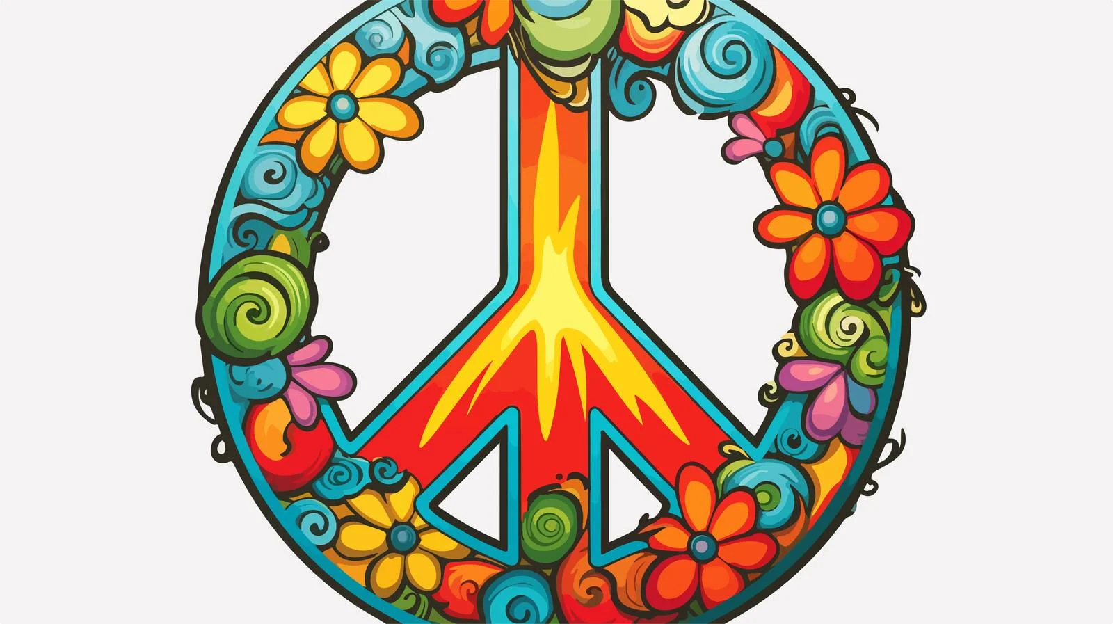Vintage Cartoon Peace Sticker — free download from Dotvec