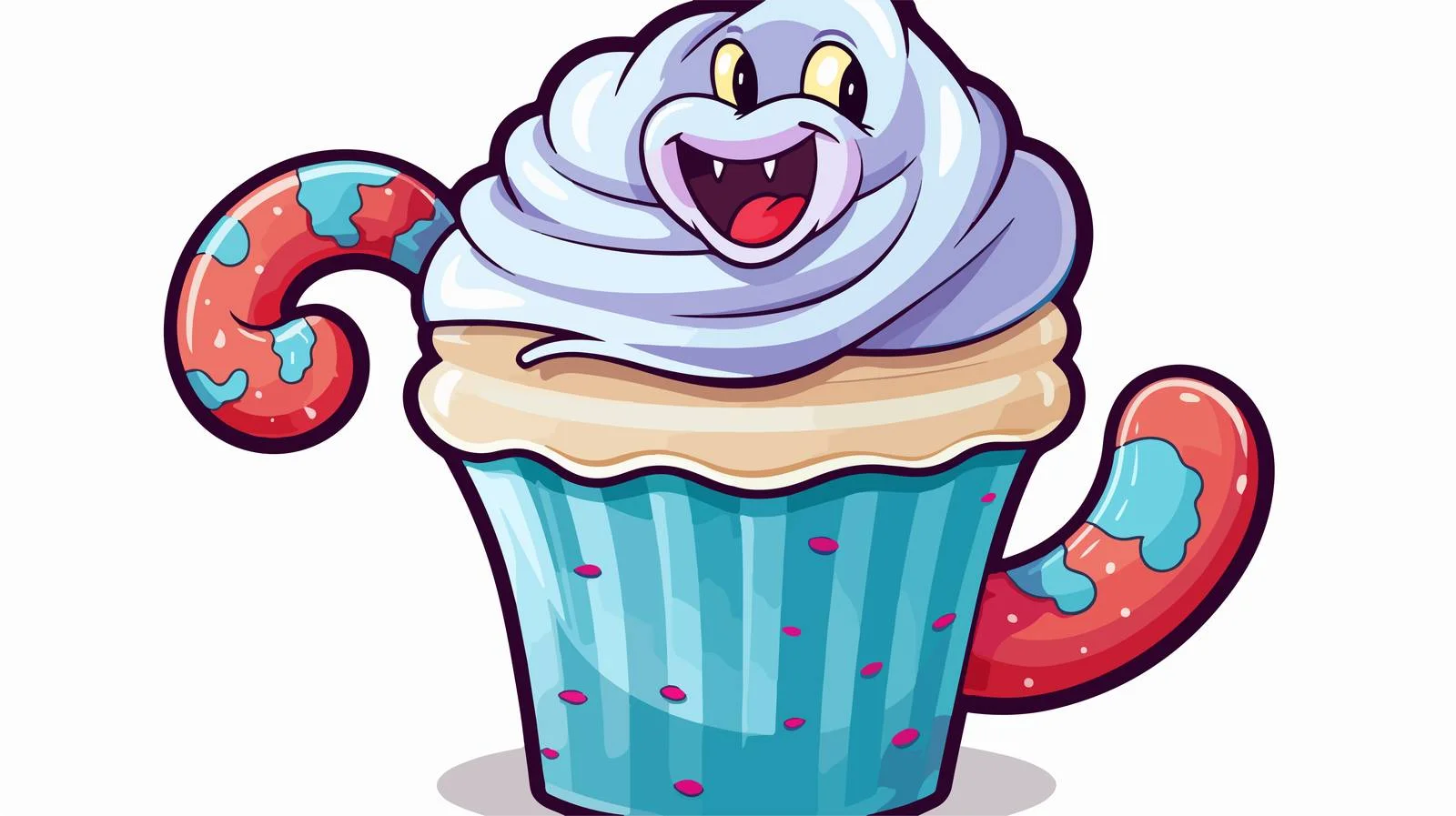 Vintage Worm Cupcake Sticker — free download from Dotvec