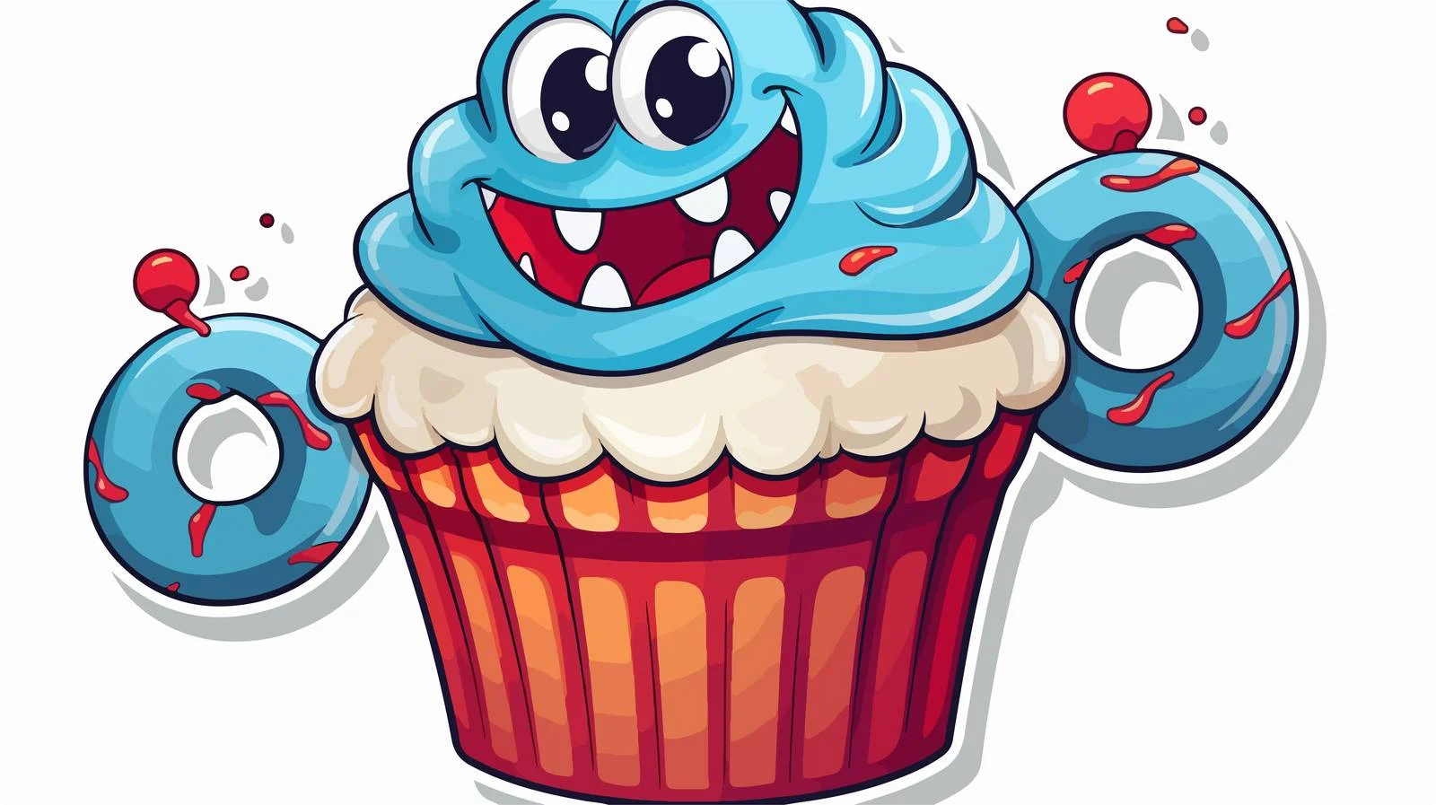 Vintage Worm Cupcake Sticker — free download from Dotvec