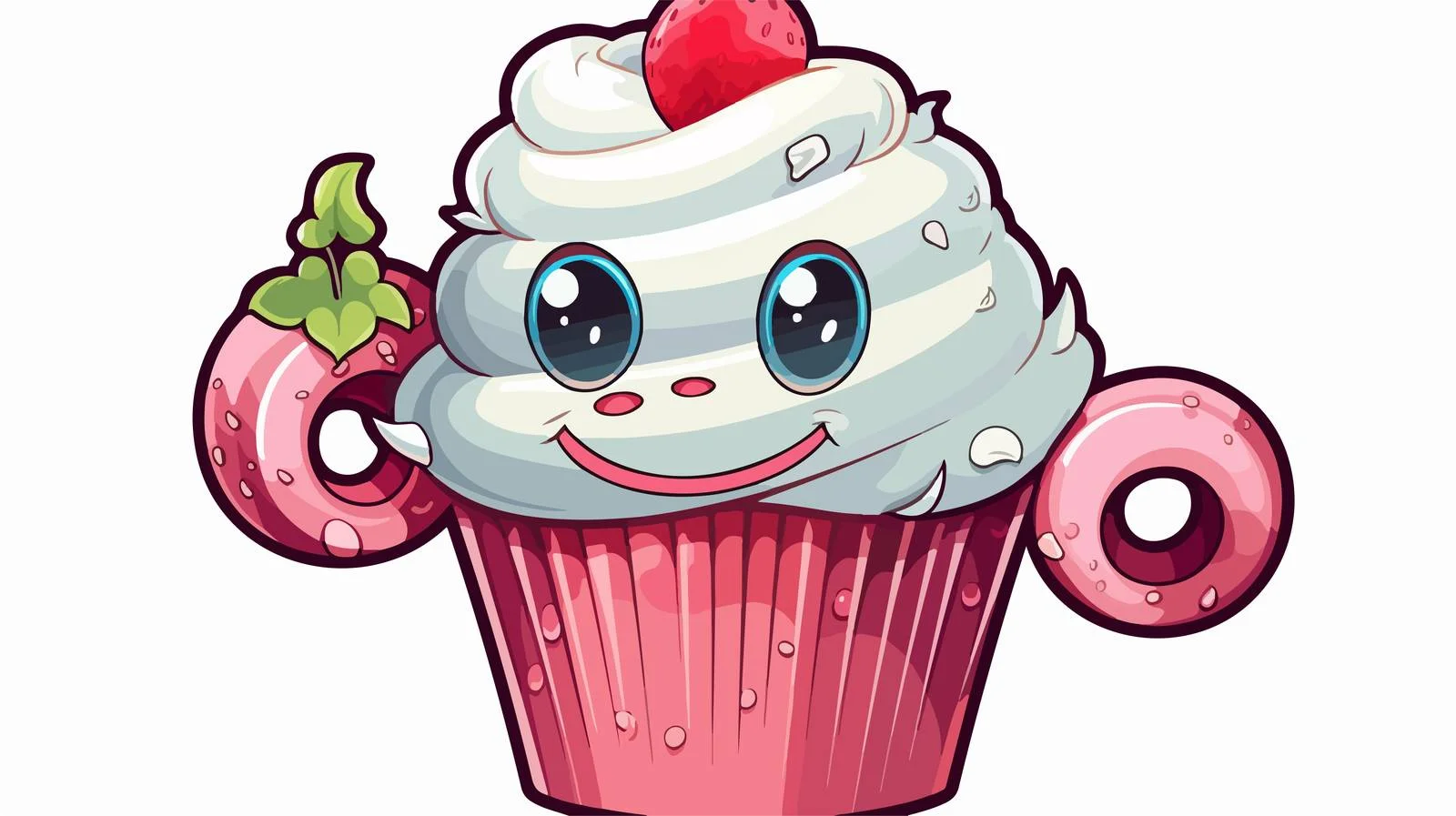 Vintage Cartoon Worm Cupcake Sticker — free download from Dotvec