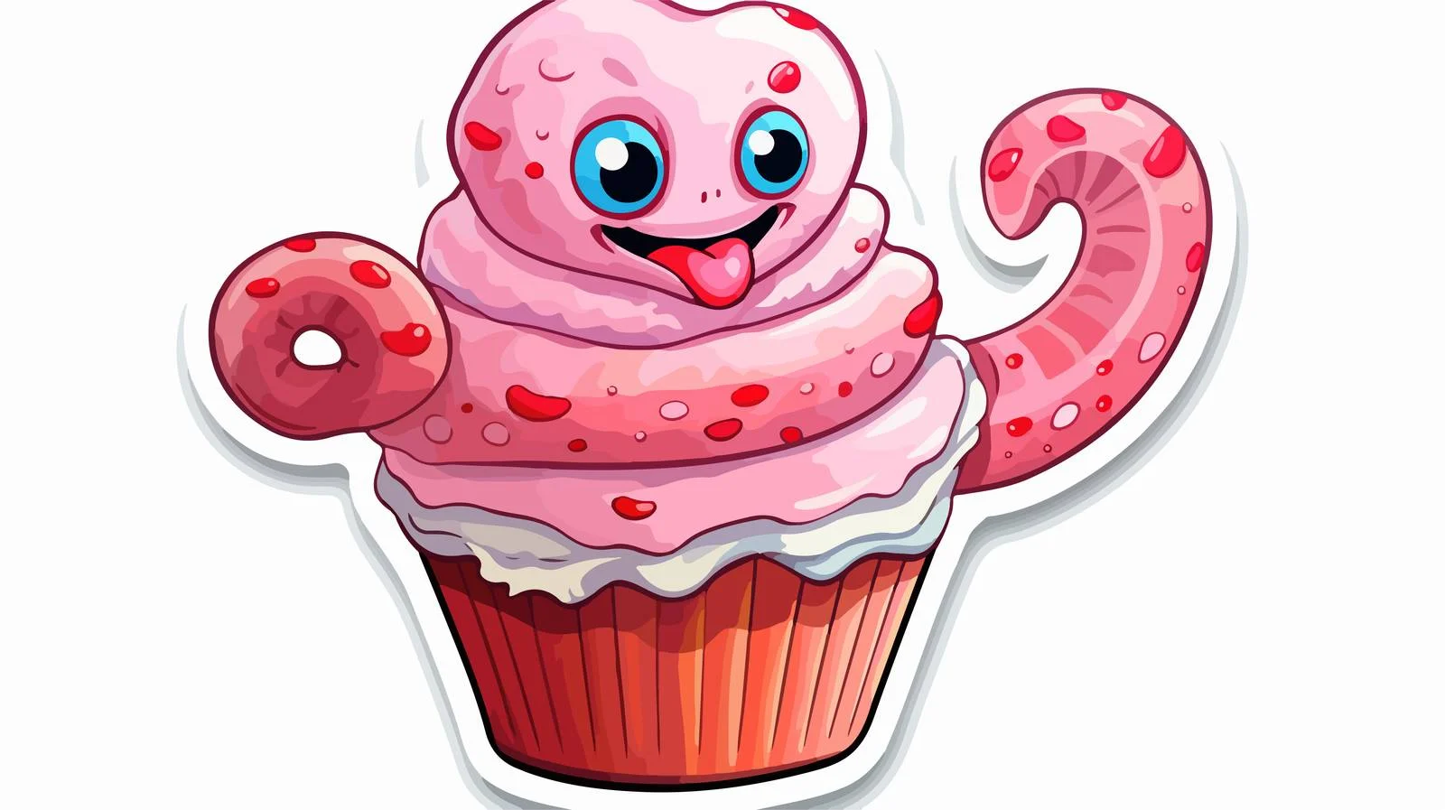 Vintage Worm Cupcake Sticker — free download from Dotvec