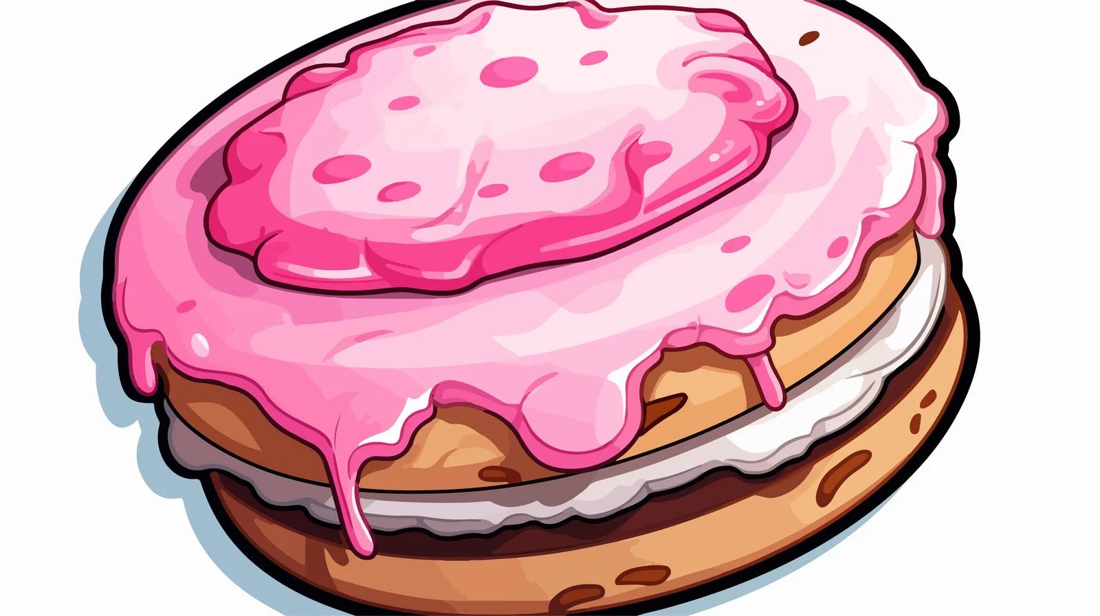 Vintage Pink Cookie Cartoon Sticker — free download from Dotvec