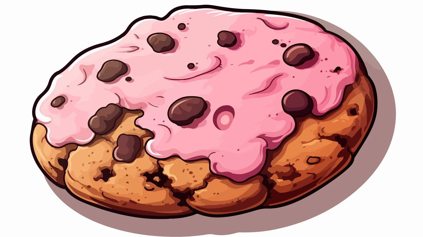 Vintage Pink Cookie Cartoon Sticker — free download from Dotvec