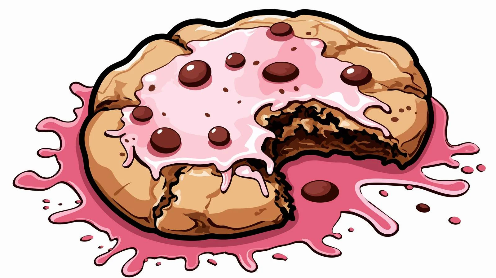 Vintage Pink Cookie Cartoon Sticker — free download from Dotvec