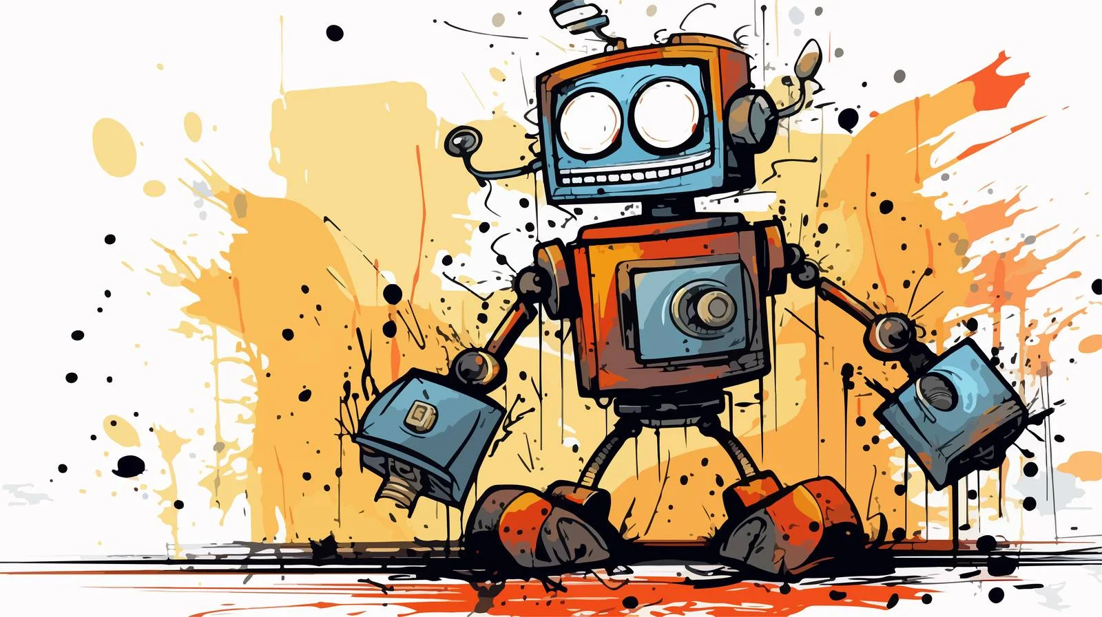 Vintage Cartoon Robot Malfunction Texture — free download from Dotvec