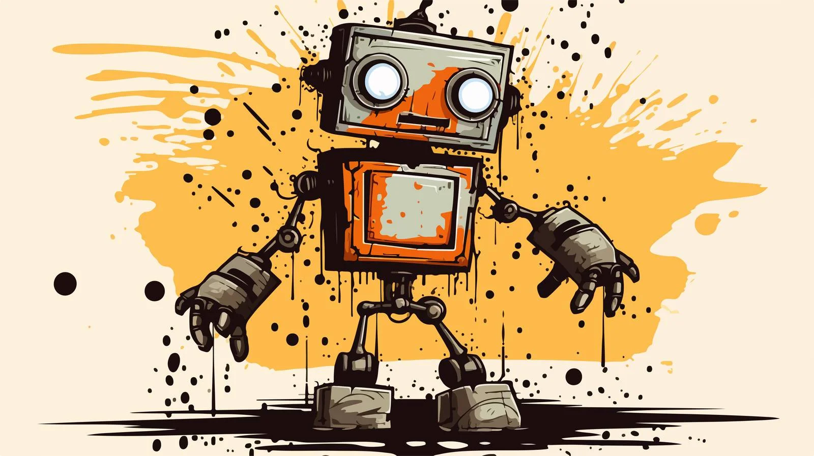 Retro Grunge Malfunctioning Robot Cartoon Texture — free download from Dotvec