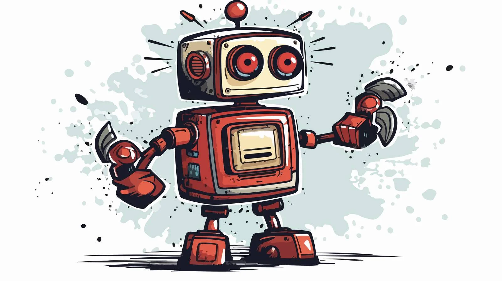 Vintage Robot Cartoon Texture Illustration — free download from Dotvec