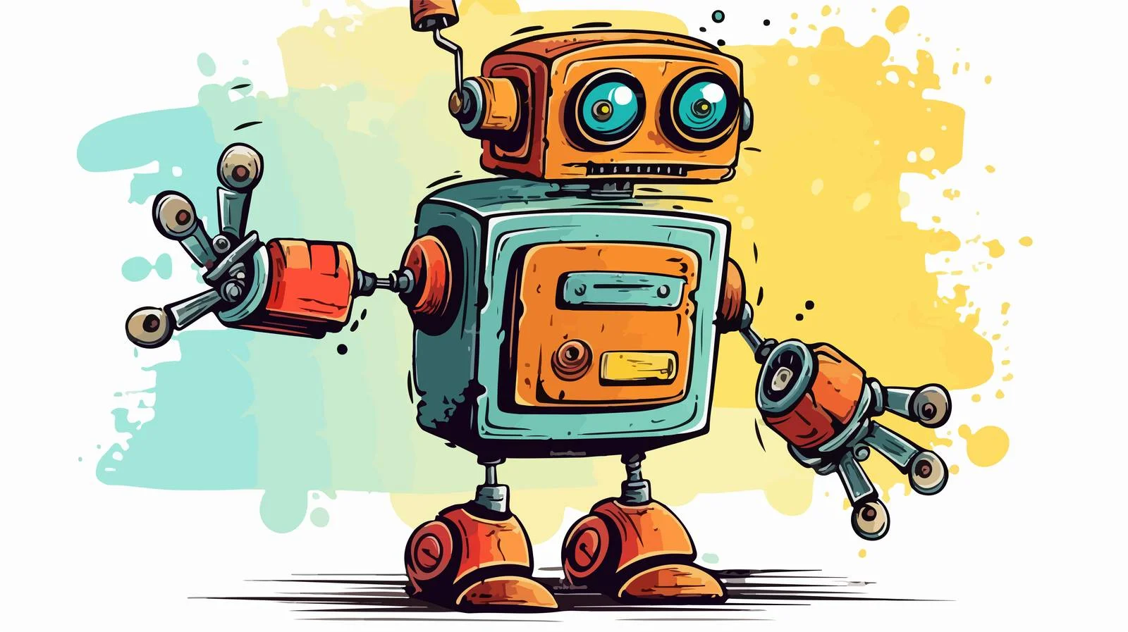 Vintage Robot Cartoon Grunge Texture Illustration — free download from Dotvec