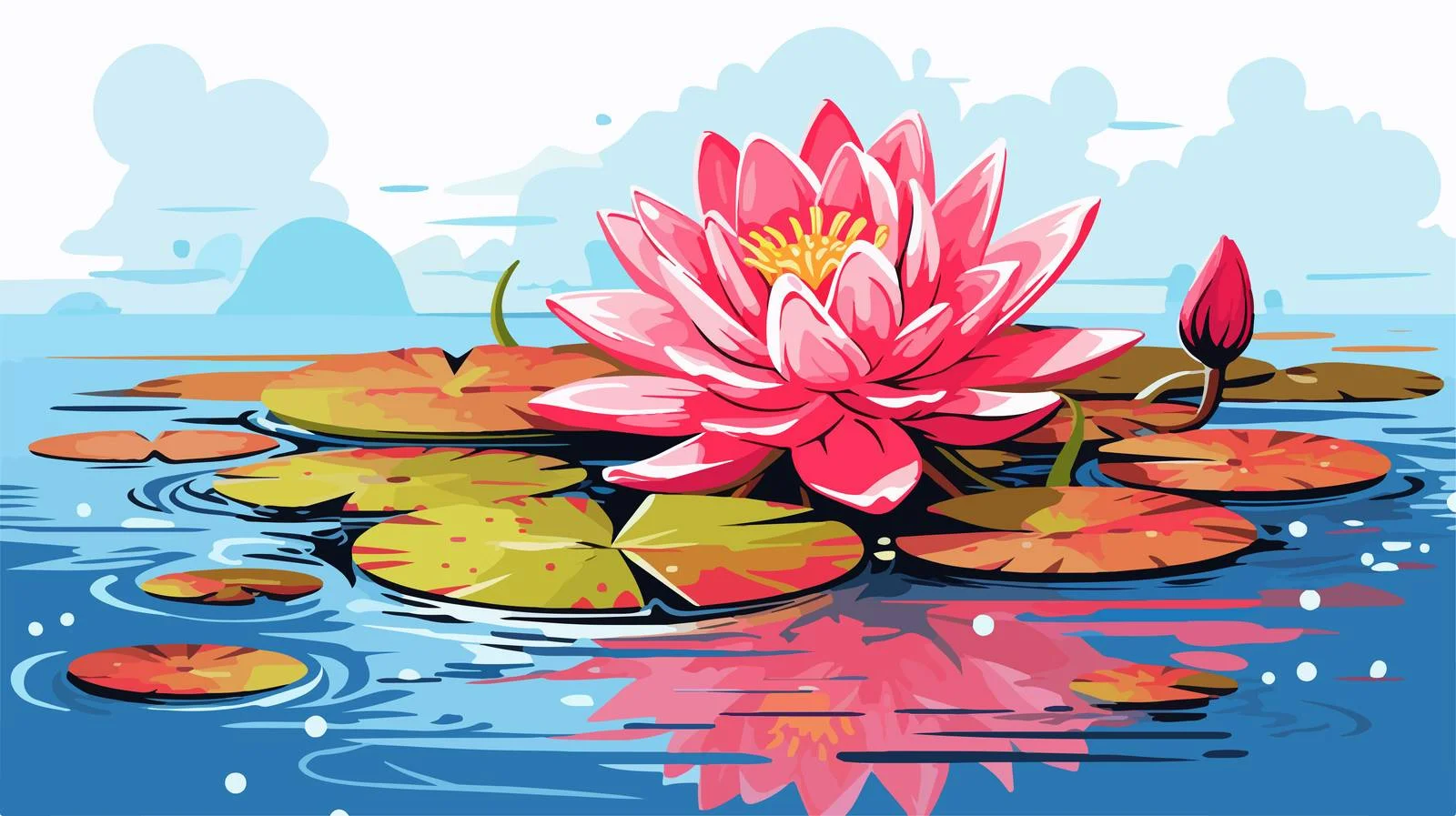 Vintage Water Lily Cartoon Texture — free download from Dotvec