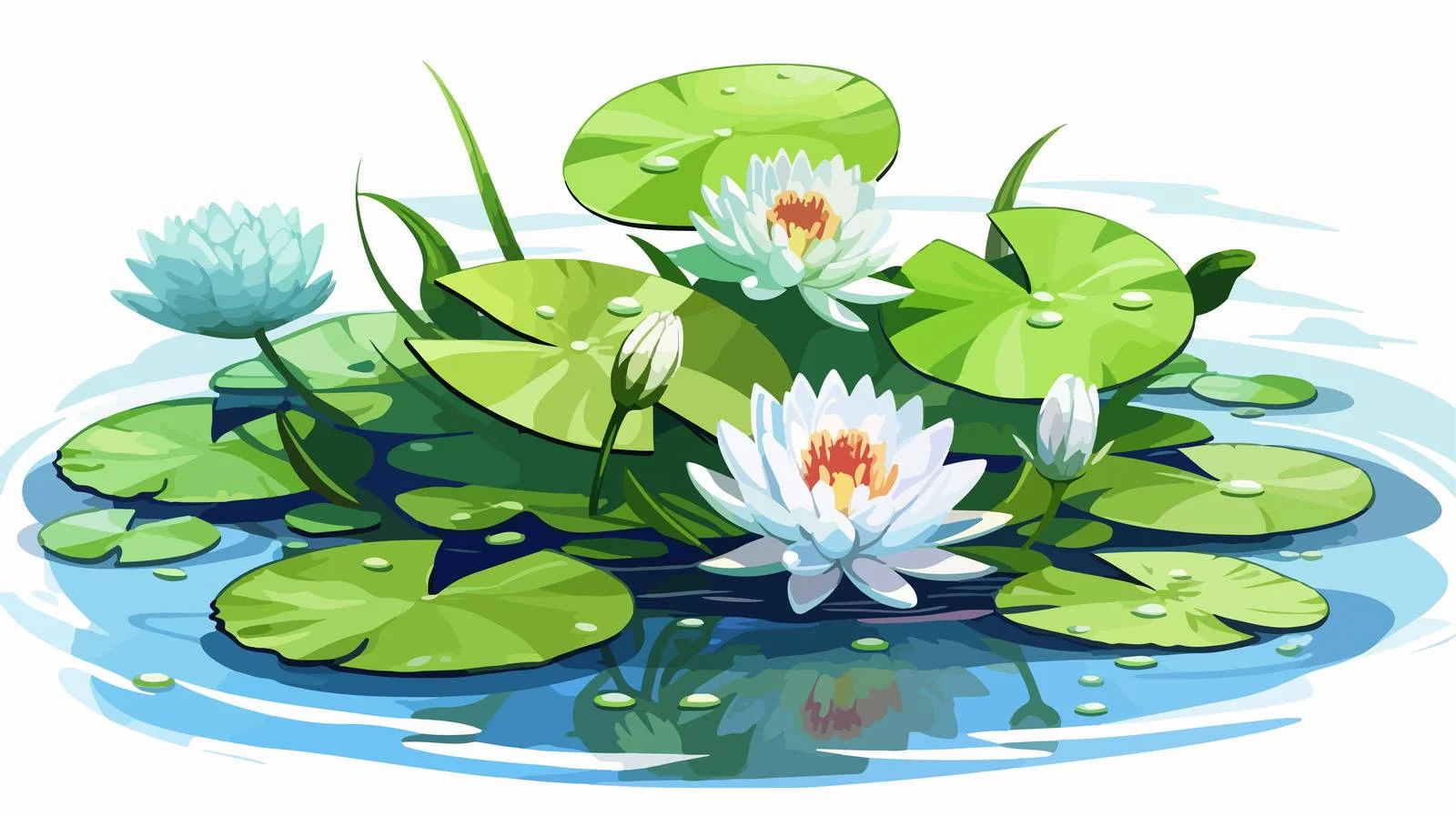 Vintage Water Lily Cartoon Texture Stock — free download from Dotvec
