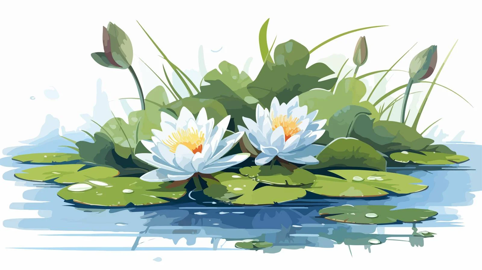 Vintage Water Lily Cartoon Texture — free download from Dotvec
