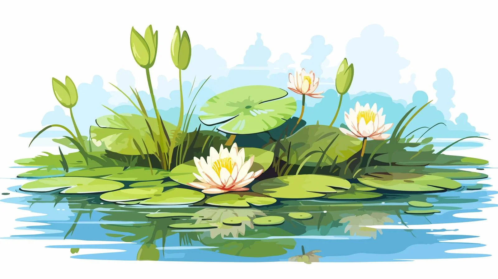 Vintage Water Lily Cartoon Texture Stock — free download from Dotvec