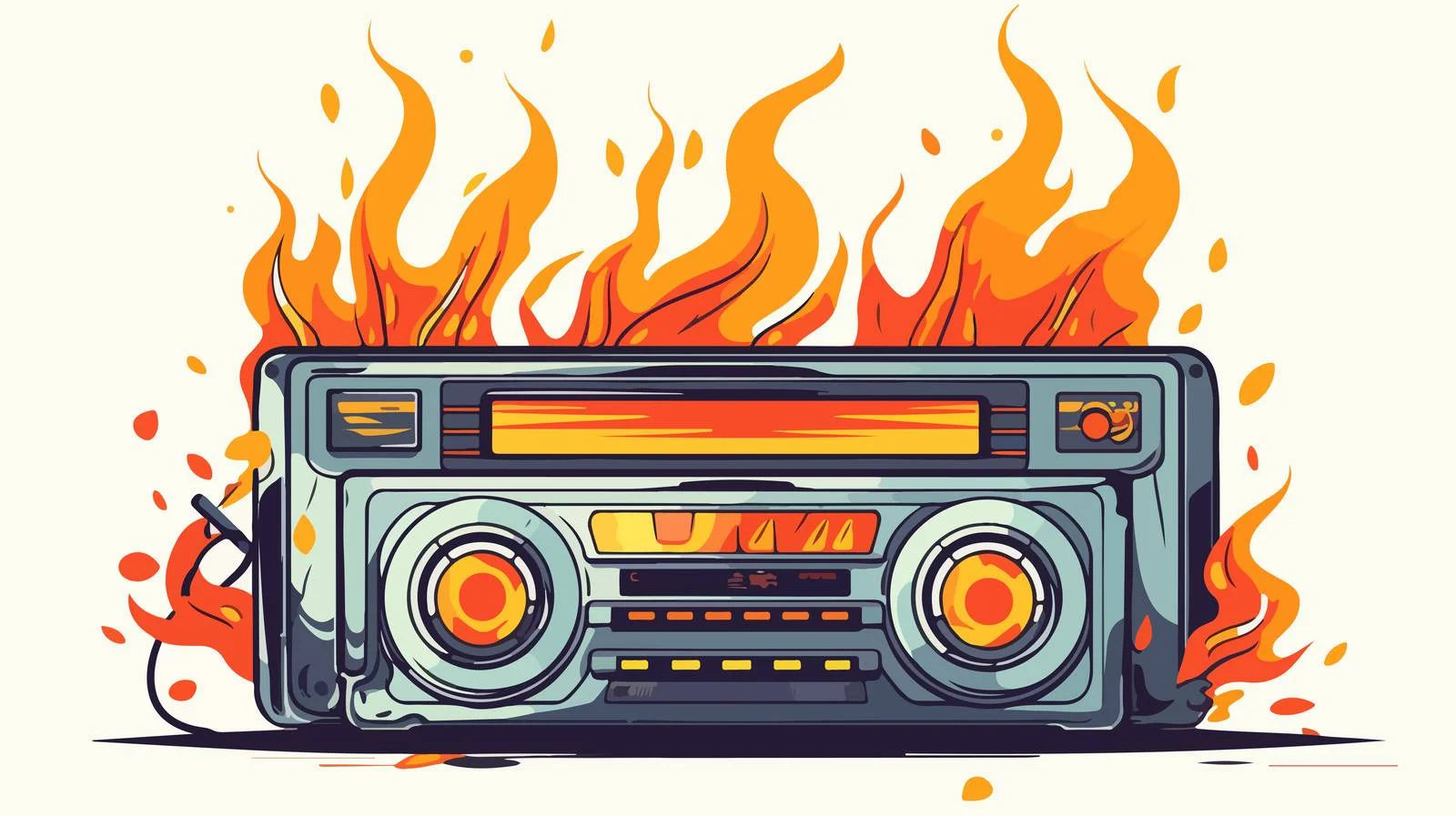 Vintage Radio Cassette Player in Flames — free download from Dotvec