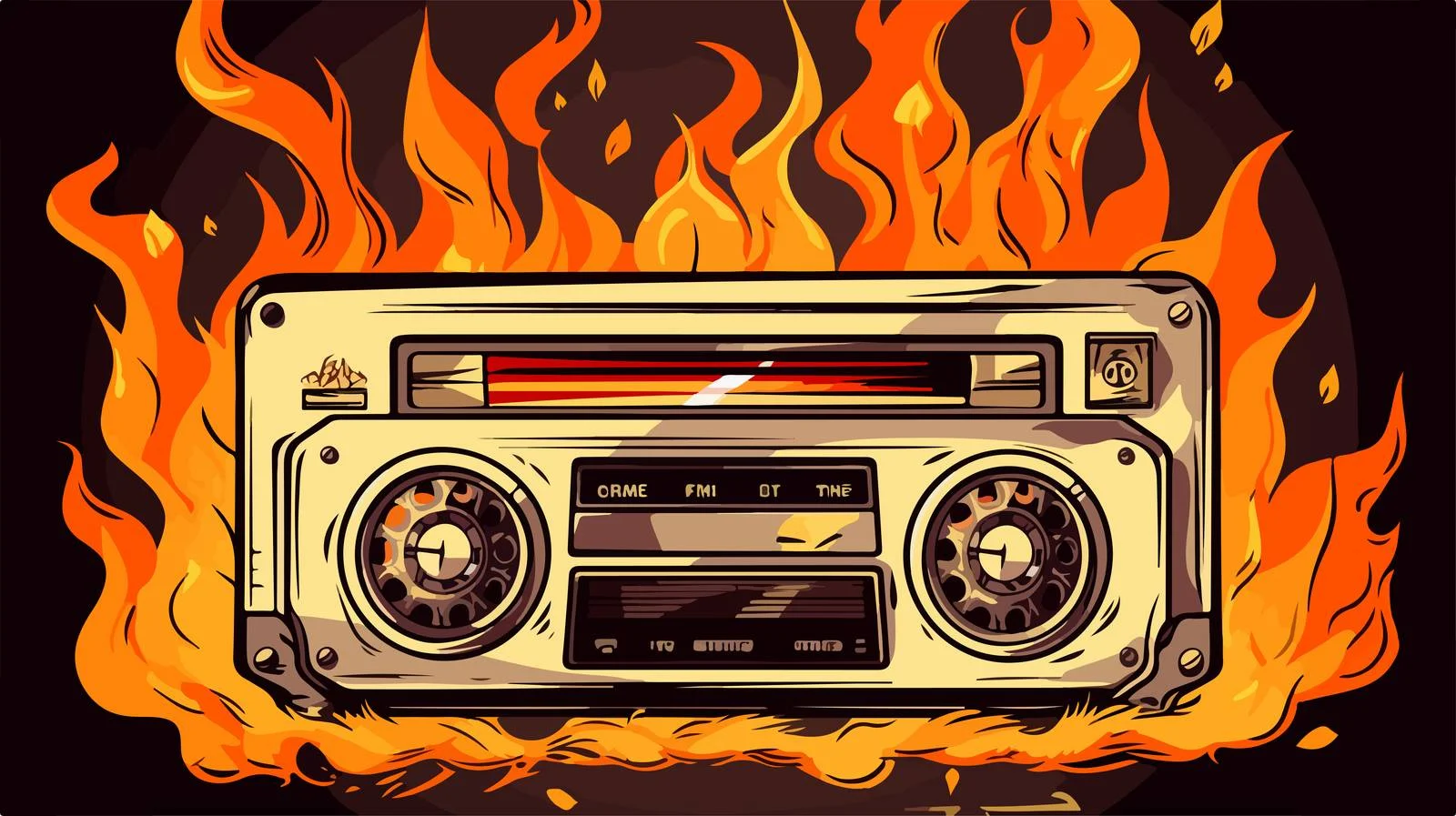 Vintage Player in Cartoon Fire Illustration — free download from Dotvec