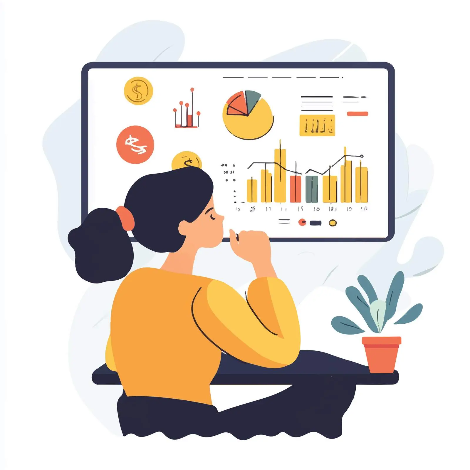 Woman Analyzing Revenue Management in Finance — free download from Dotvec