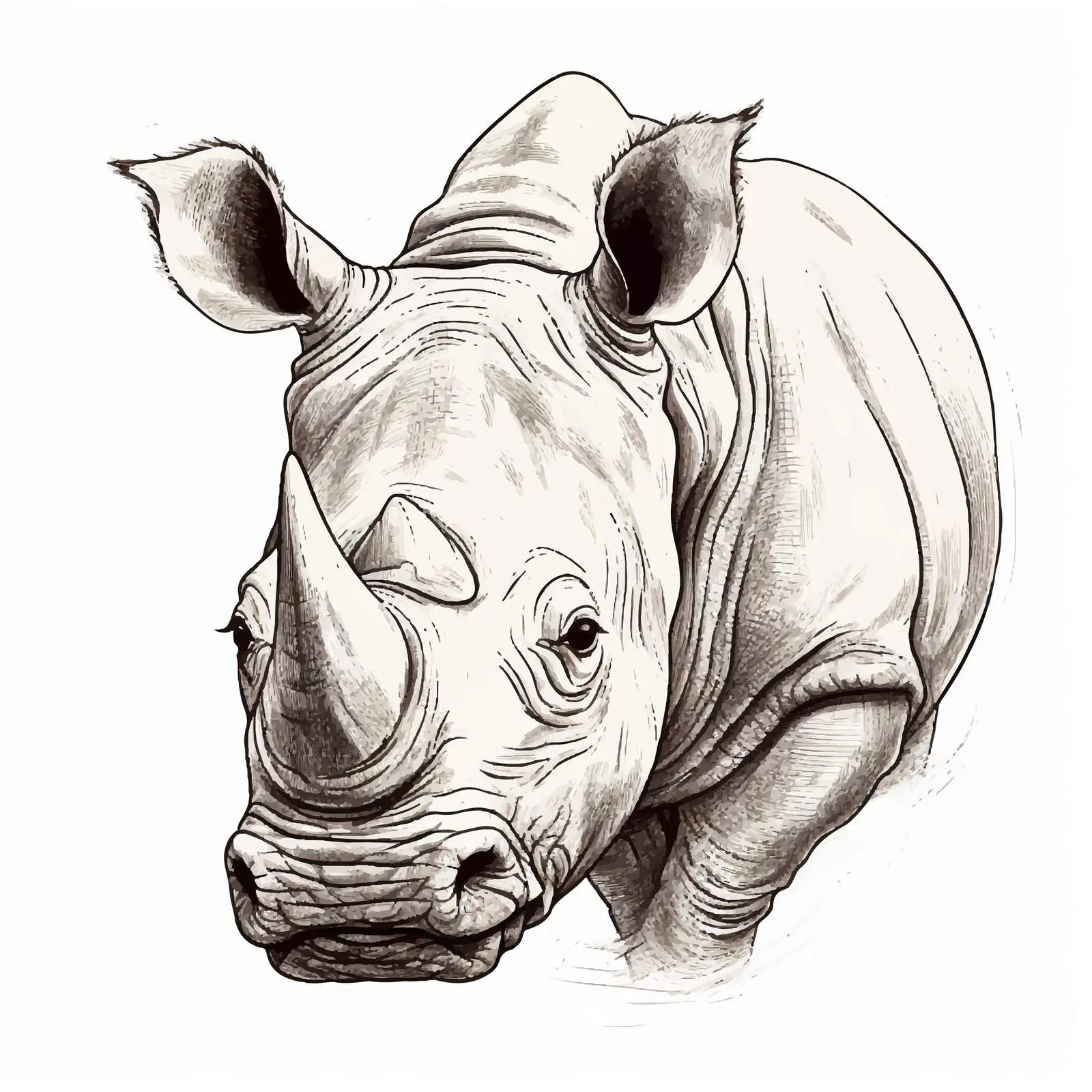 Isolated Rhino Vector Sketch on White Background — free download from Dotvec