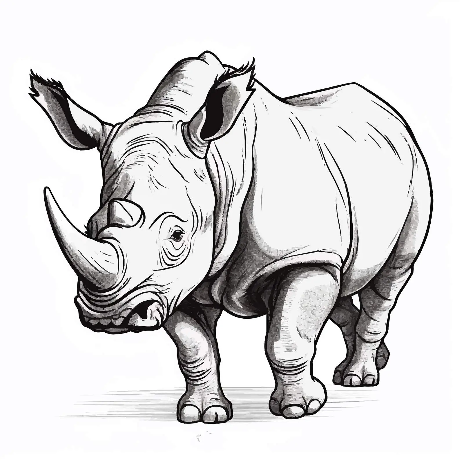 Rhino Sketch Vector Illustration on White Background — free download from Dotvec
