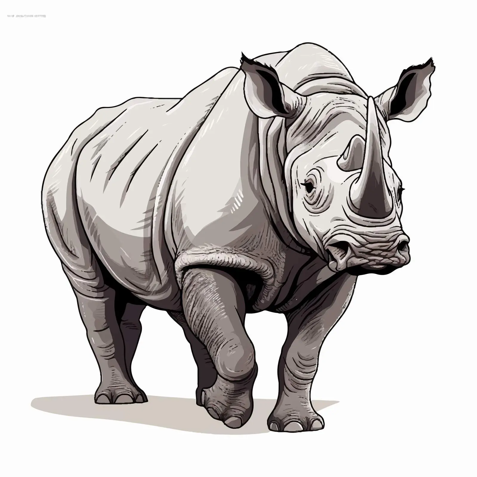 Rhino Sketch Vector Illustration on White Background — free download from Dotvec