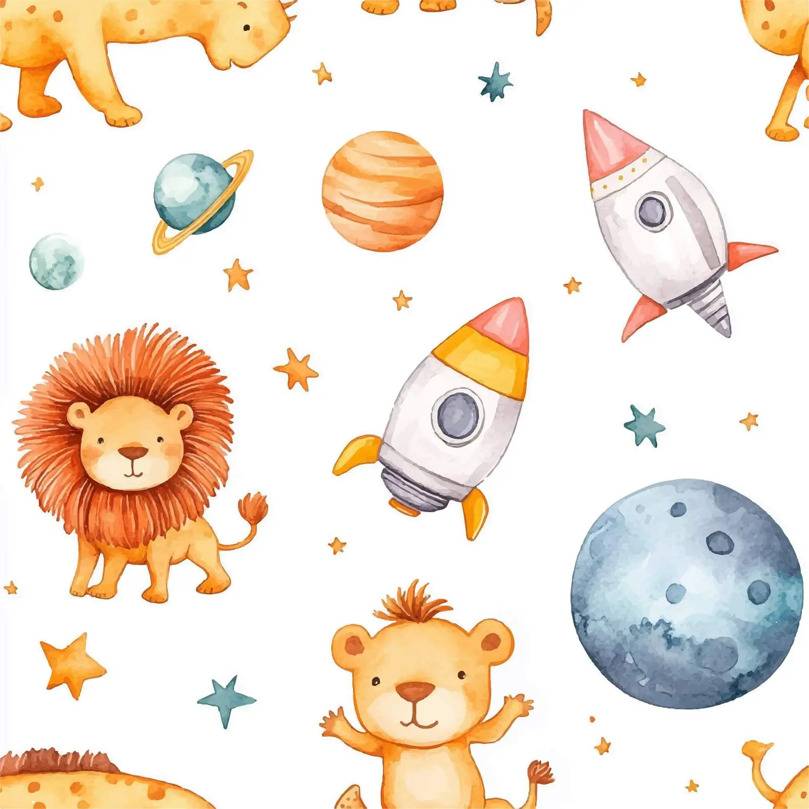 Watercolor Fantasy Art with Animals and Aliens — free download from Dotvec