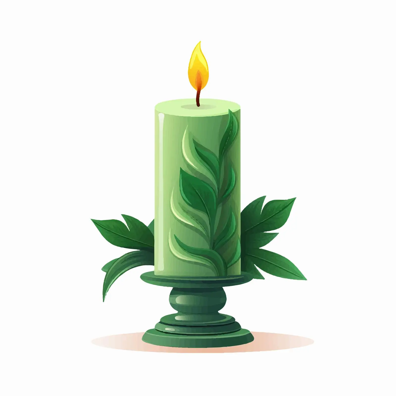 Modern Ribbed Wax Candle on Candlestick — free download from Dotvec