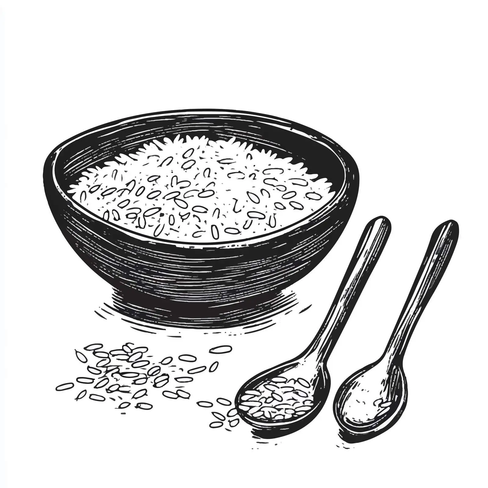 Rice and Spoon Cartoon Vector Illustration — free download from Dotvec