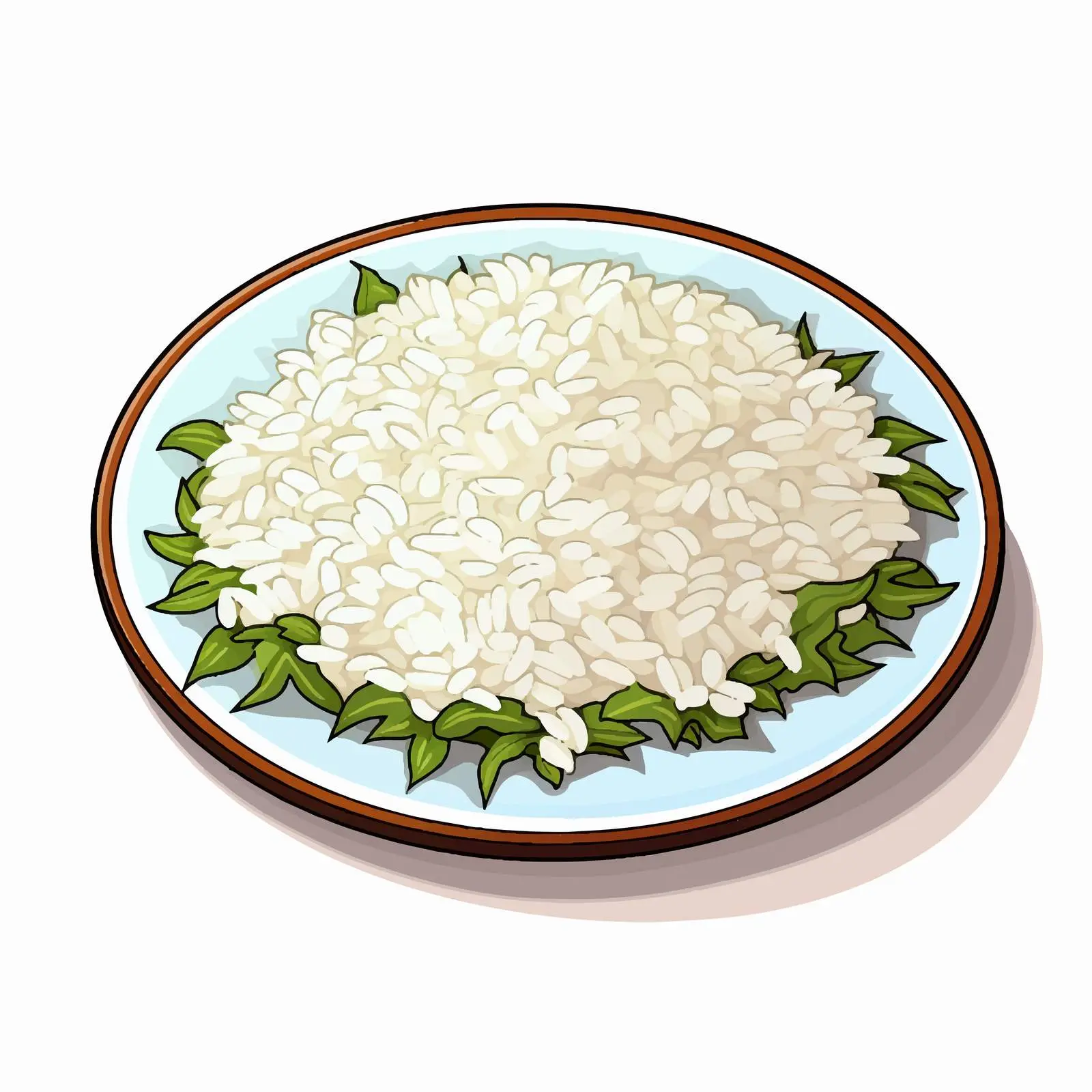 Line Art Rice on Plate Vector Illustration – free asian cuisine image from Dotvec