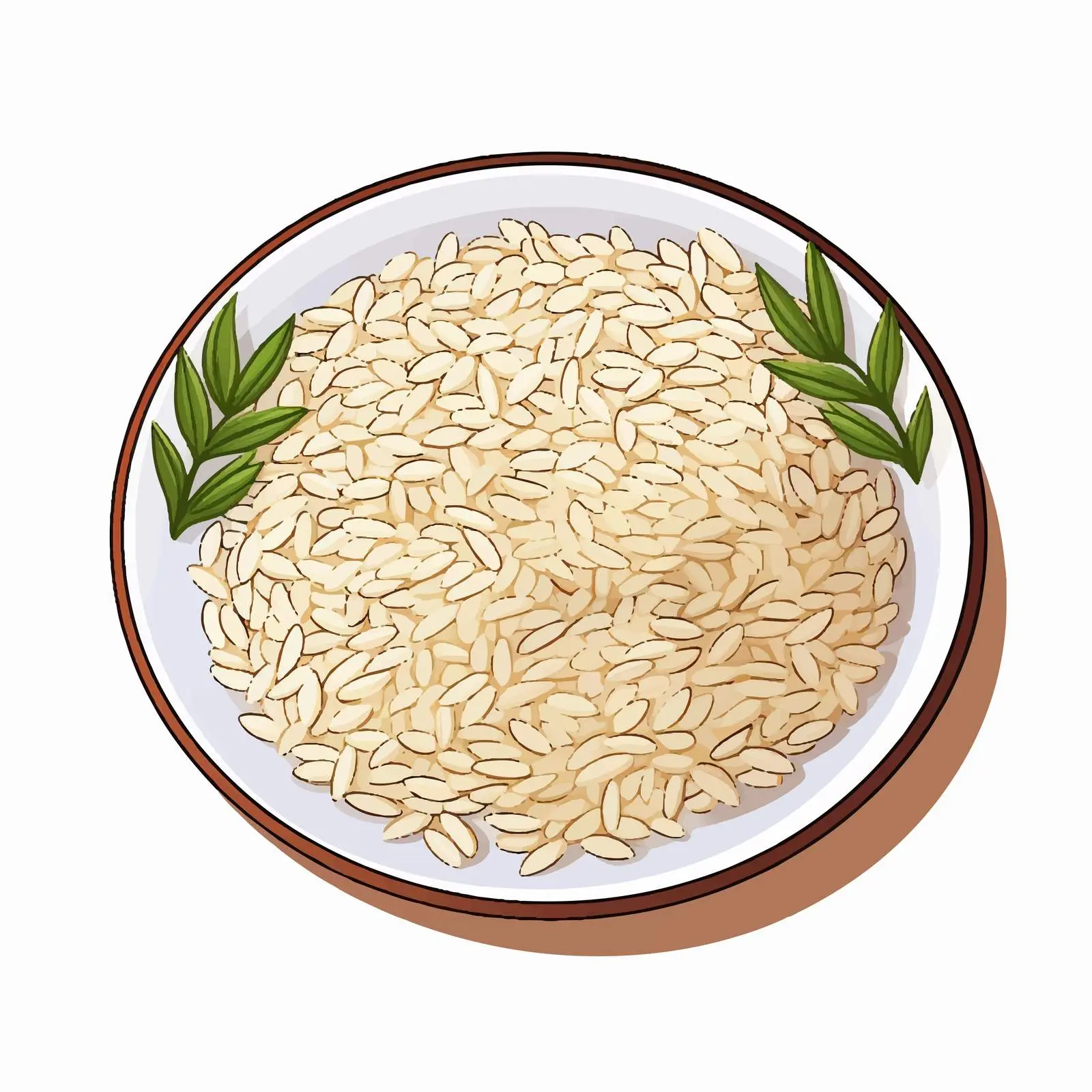 Line Vector Illustration of Rice on Plate – free asian cuisine image from Dotvec