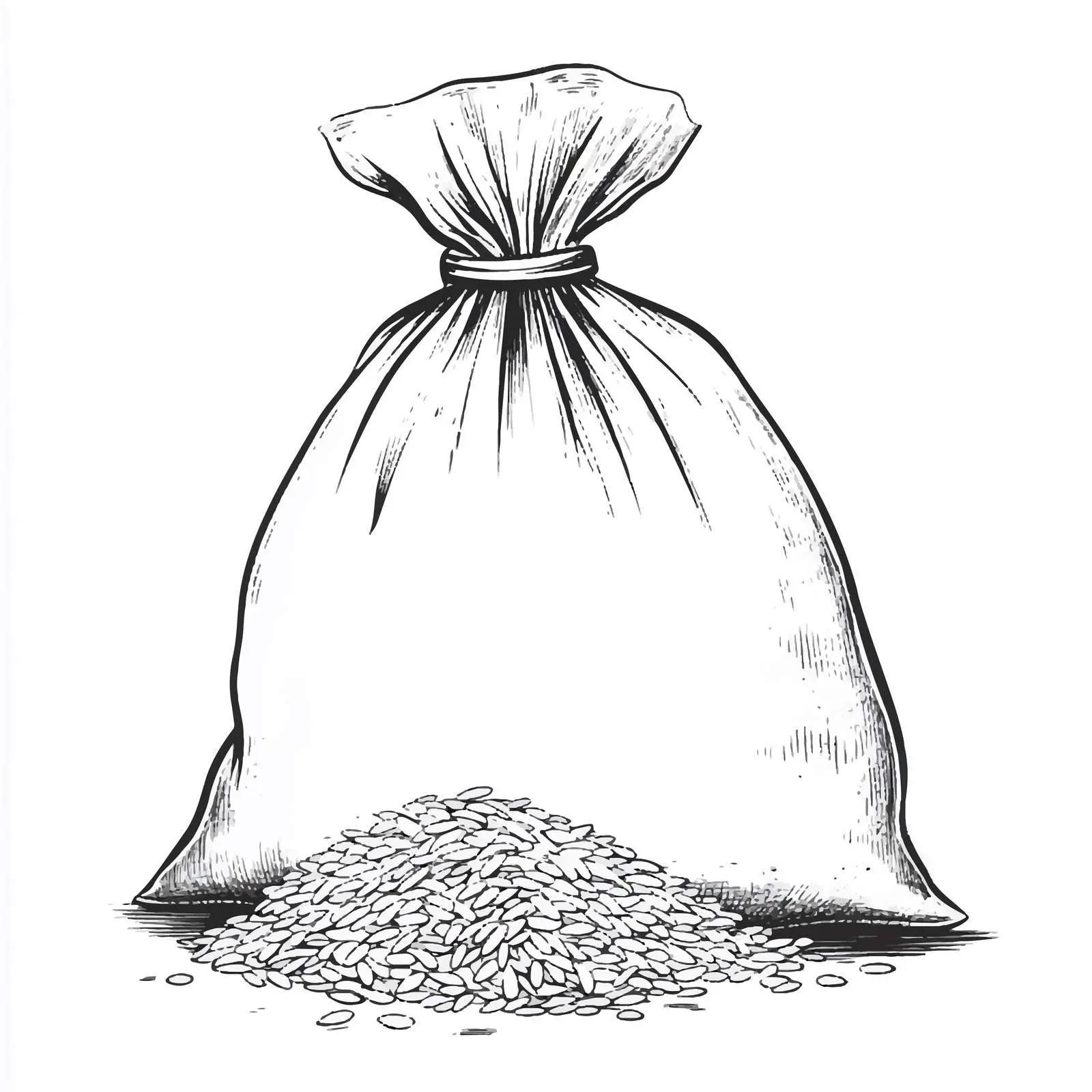 Black and White Rice Sack Cartoon Illustration — free download from Dotvec