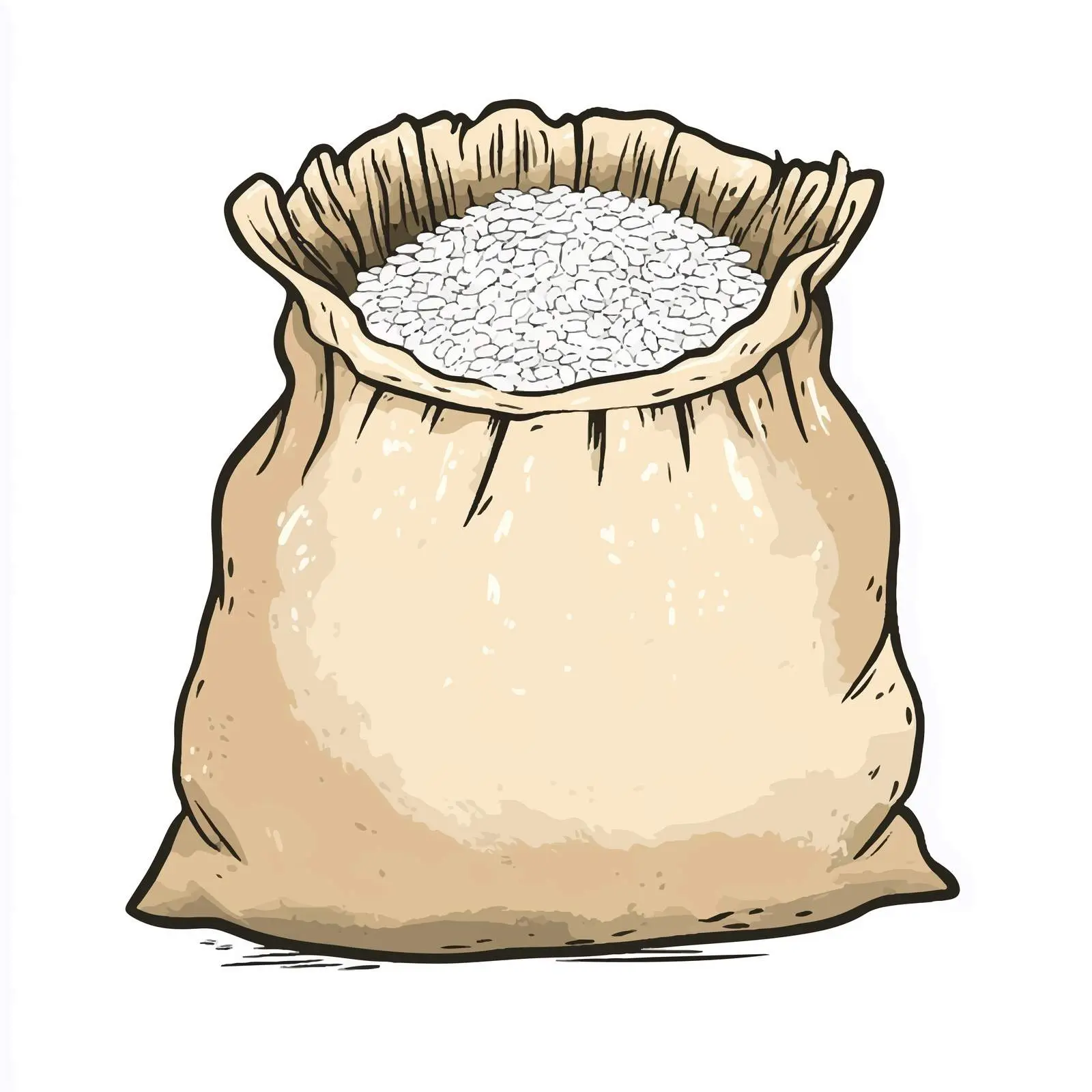 Hand-Drawn Cartoon Rice Sack Vector Illustration — free download from Dotvec