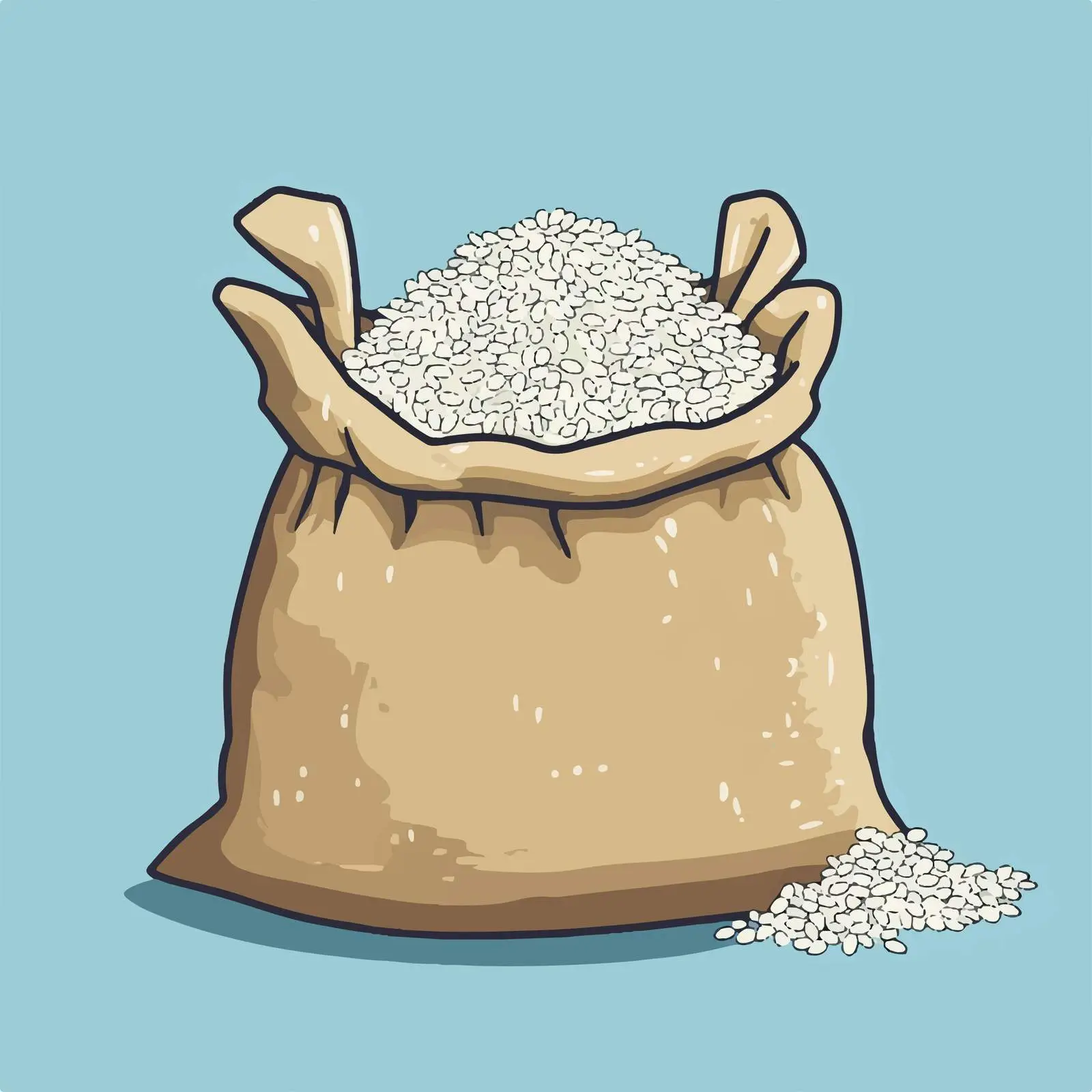 Hand-Drawn Rice Sack Cartoon Vector Illustration — free download from Dotvec
