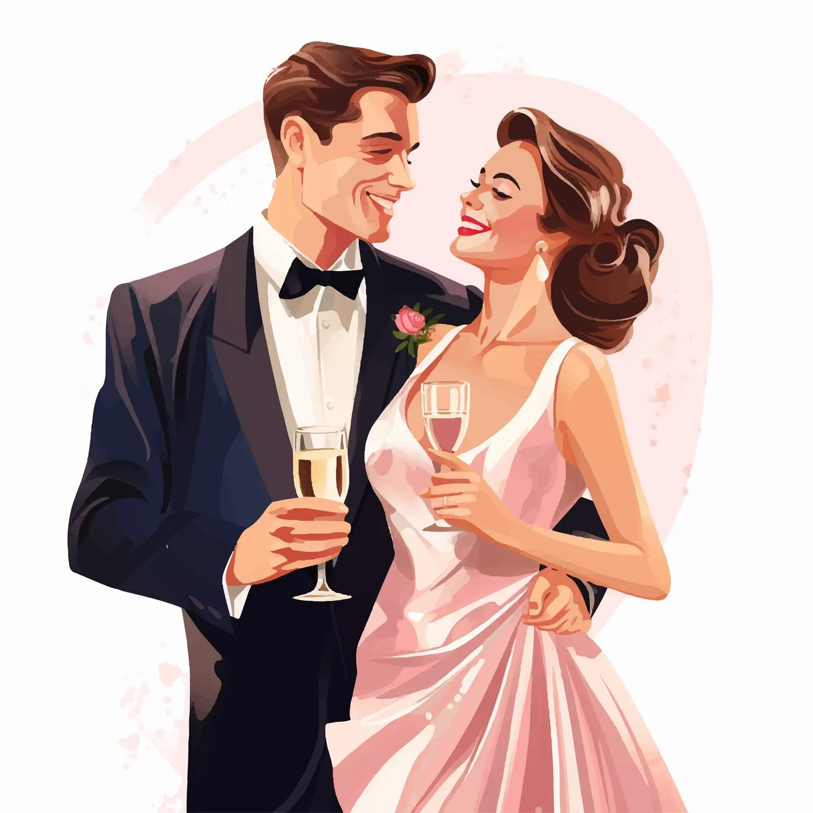 Chic Couple in Love Vector Illustration – free chic dress image from Dotvec