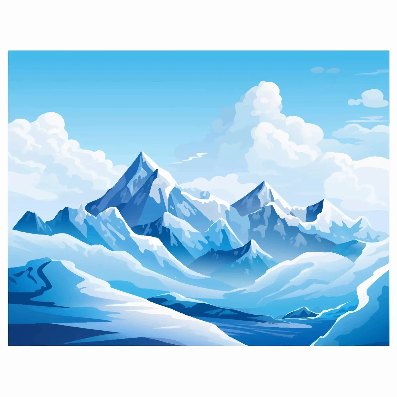 Calm Blue Mountain Ridge with Ice Peaks — free download from Dotvec