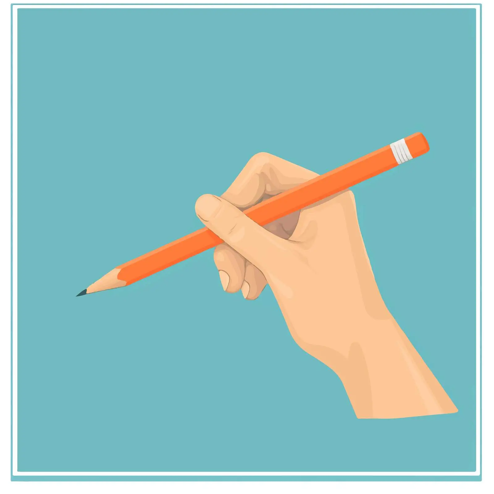 Hand Holding Orange Pencil Flat Vector Illustration — free download from Dotvec