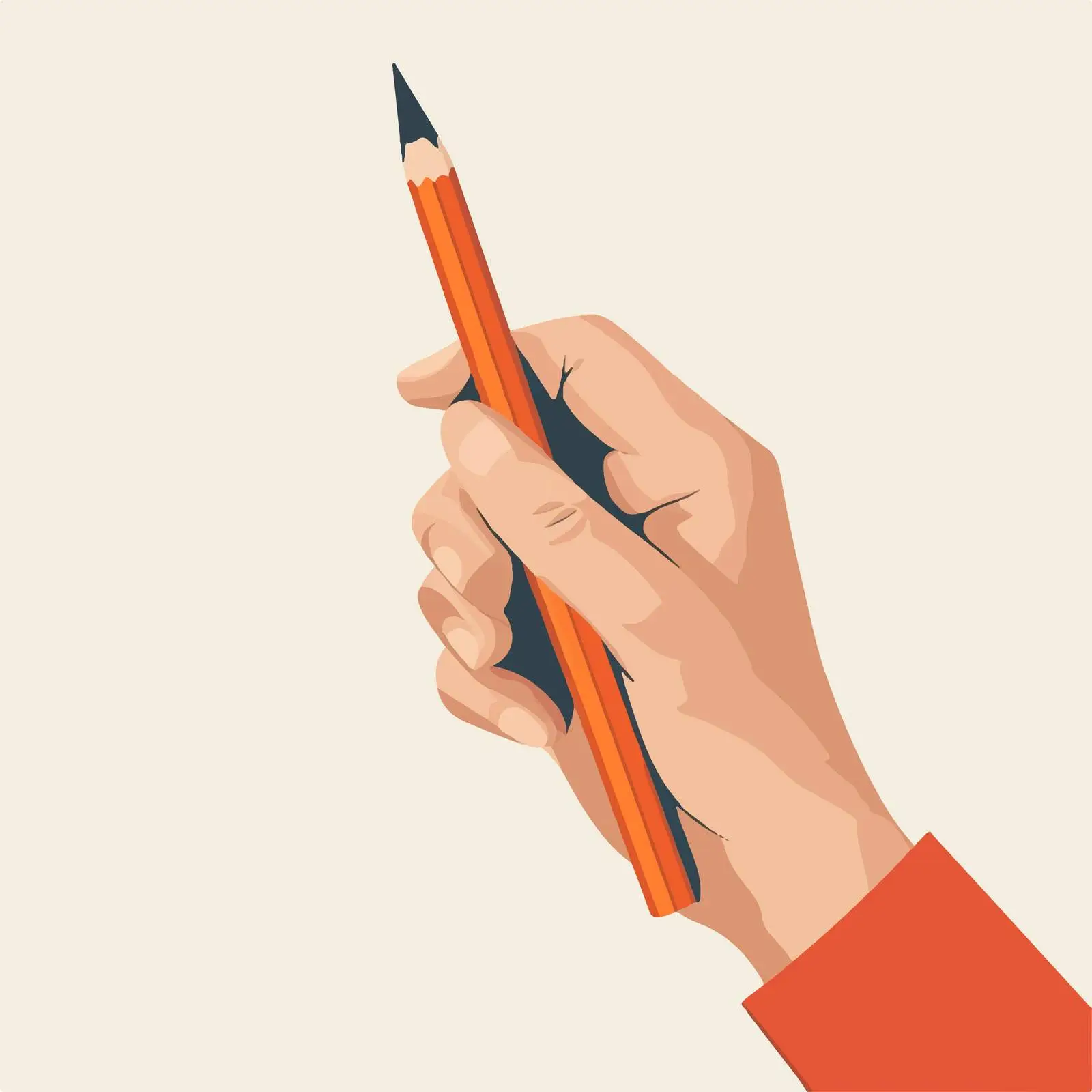 Right Hand Holding Orange Pencil Vector Illustration — free download from Dotvec
