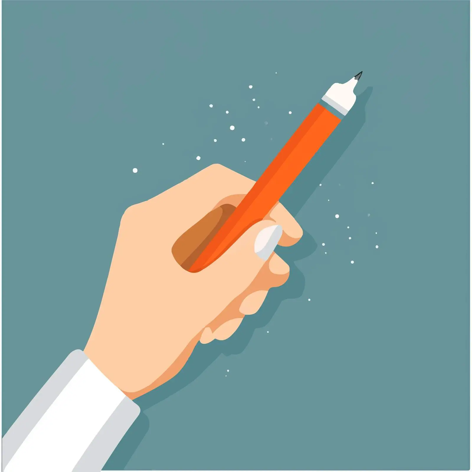 Right Hand Holding Orange Pencil Vector Illustration — free download from Dotvec