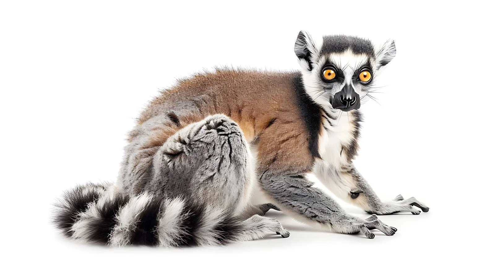Ring-Tailed Lemur on White Background — free download from Dotvec