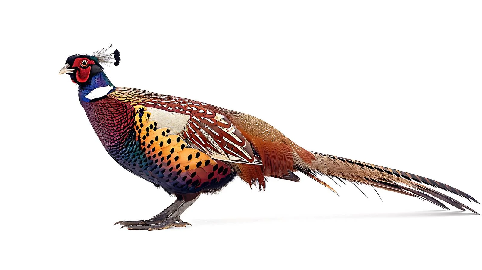 Graceful Ringneck Pheasant White Isolation — free download from Dotvec