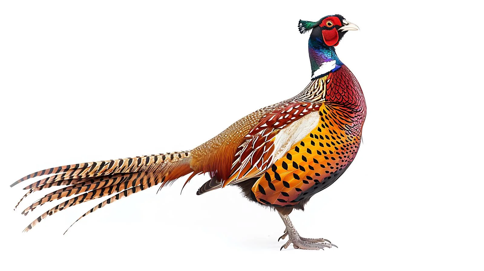 Elegant Ringneck Pheasant on White Background — free download from Dotvec
