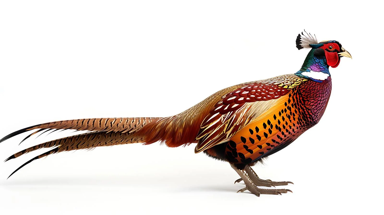 Magnificent Ringneck Pheasant on White Background — free download from Dotvec