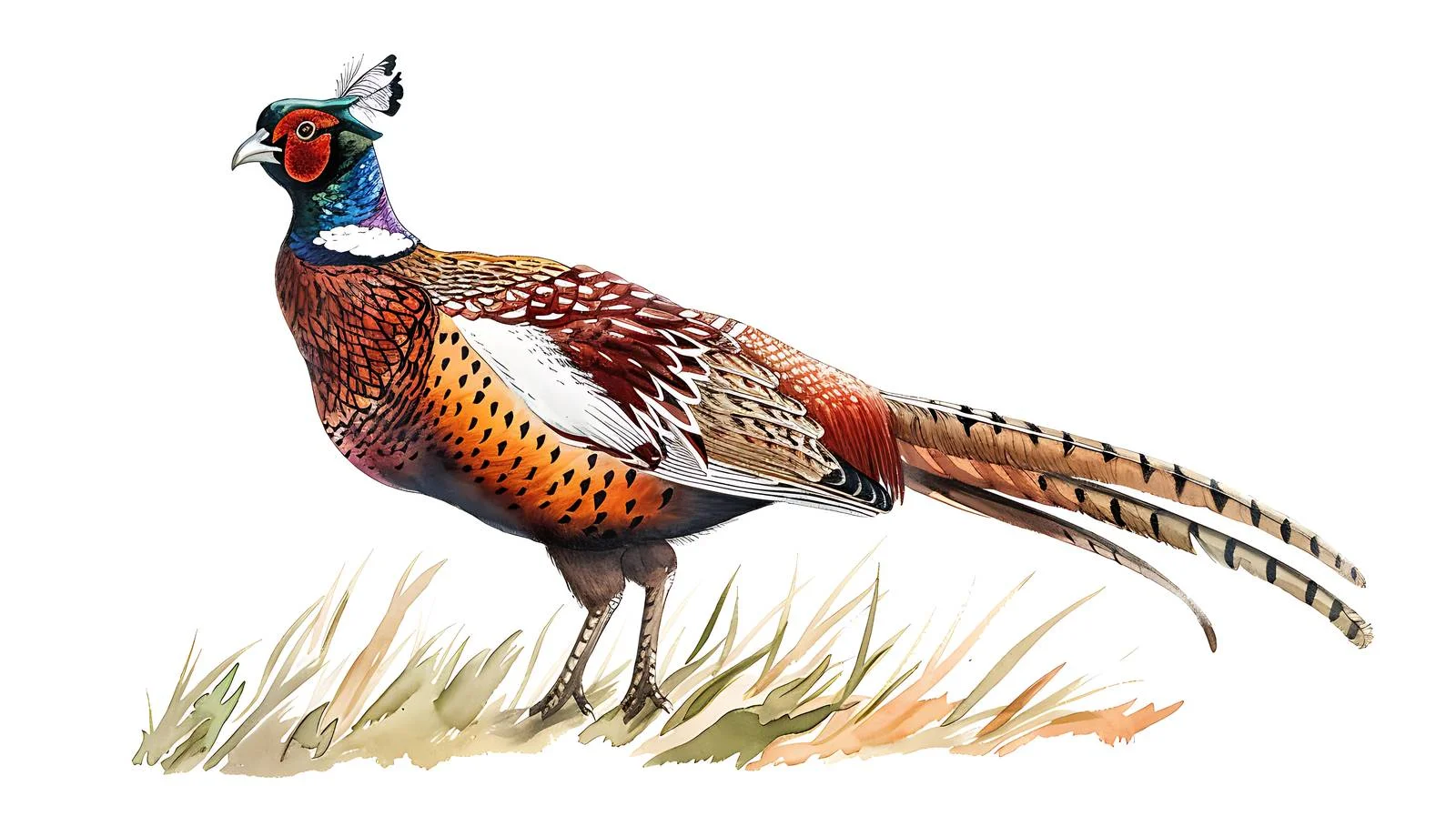 Elegant Ringneck Pheasant Sketch Isolated — free download from Dotvec