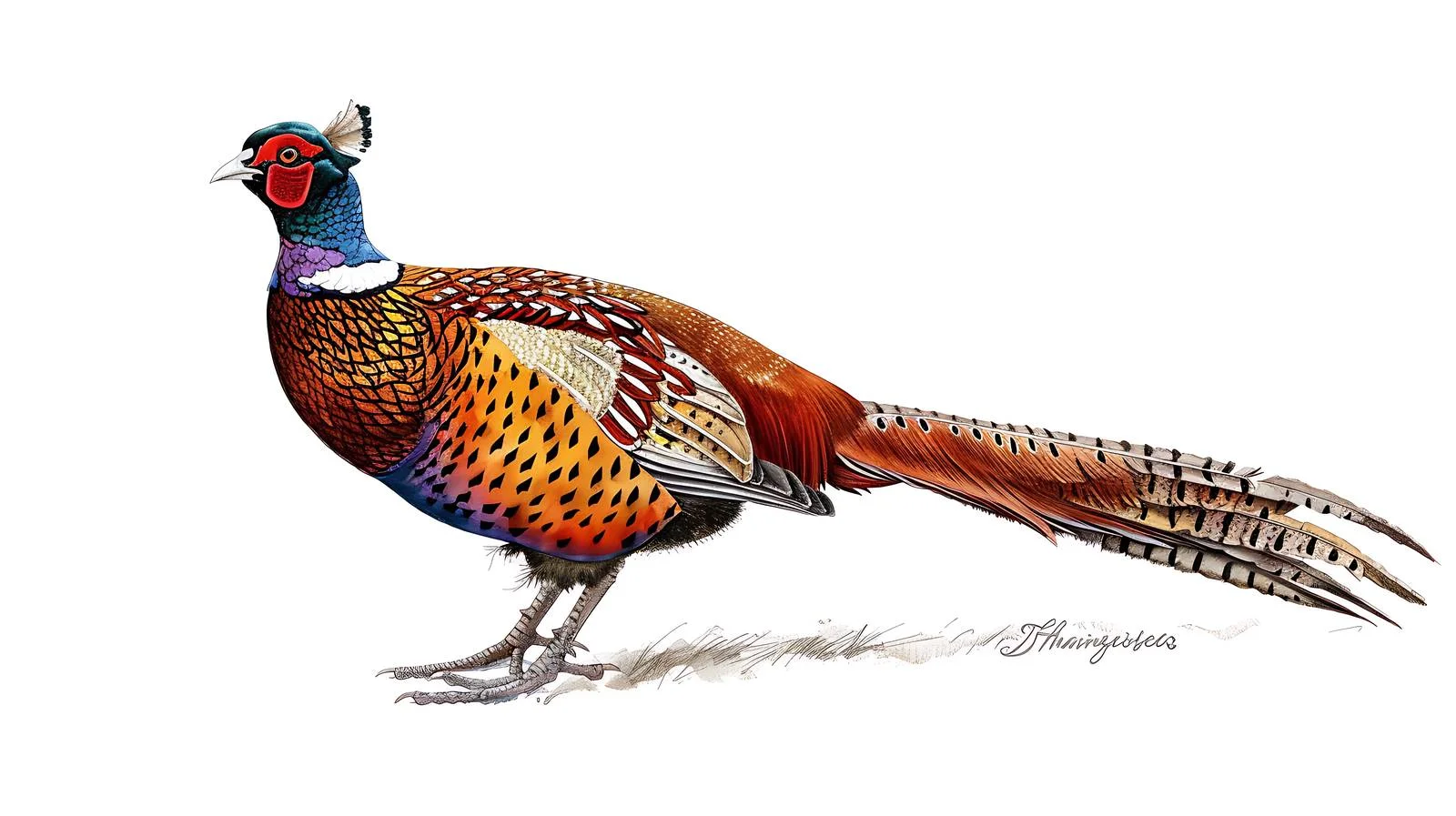 Elegant Ringneck Pheasant Sketch Isolated — free download from Dotvec