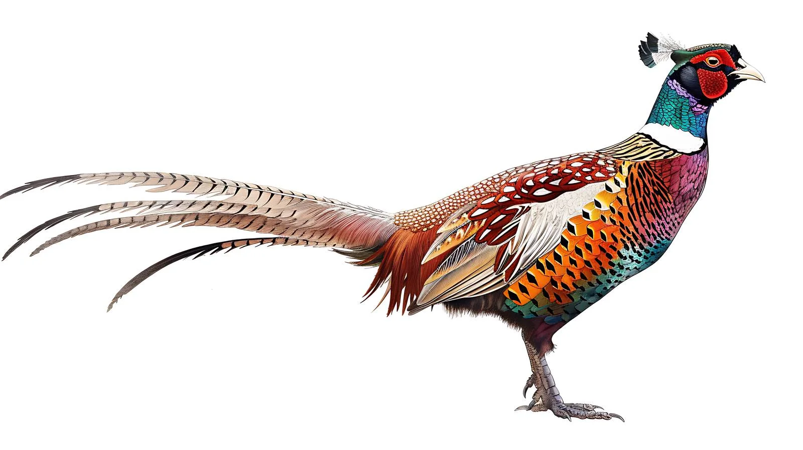 Graceful Ringneck Pheasant Sketch Isolated — free download from Dotvec