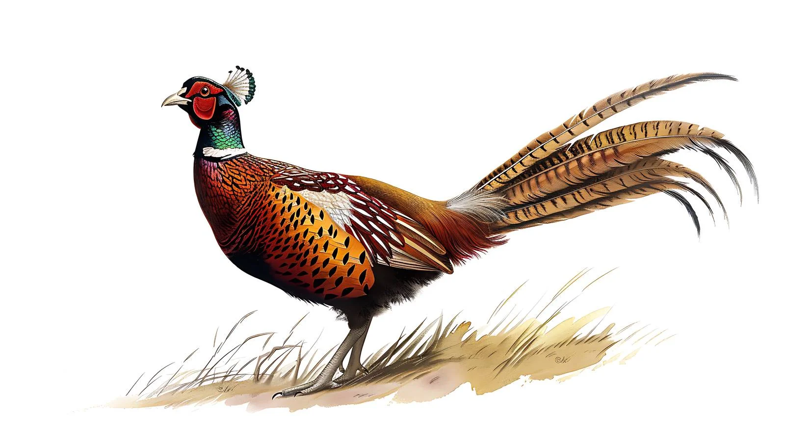 Detailed Sketch of Ringneck Pheasant Isolated — free download from Dotvec