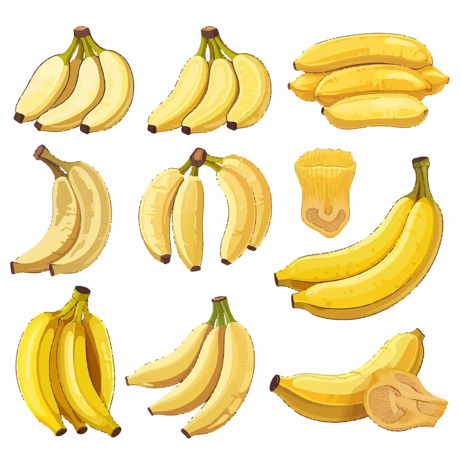 Peeled Ripe Bananas Vector Illustration Set — free download from Dotvec